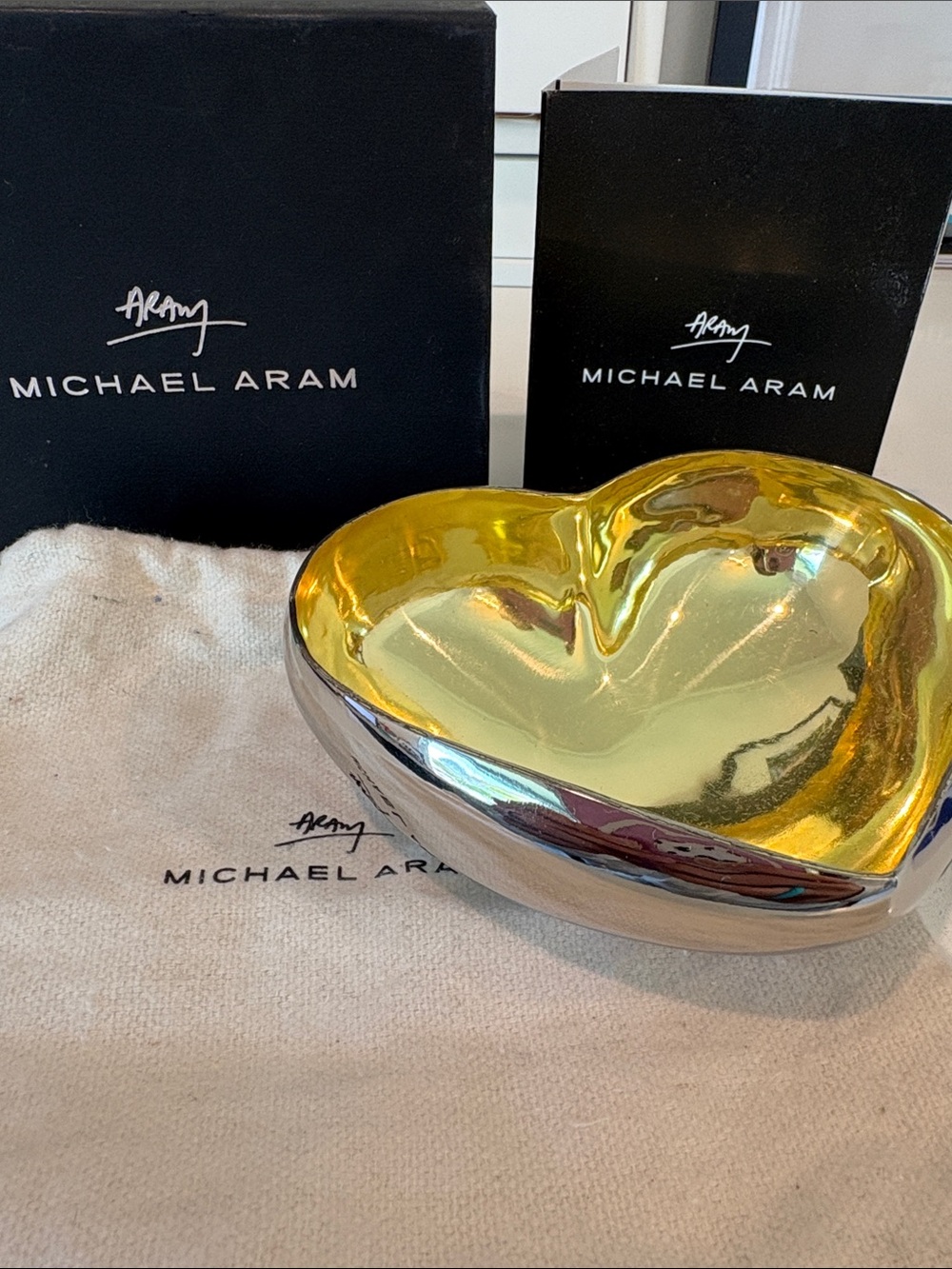 Michael Aram Gold Interior Heart Bowl with Silver Exterior